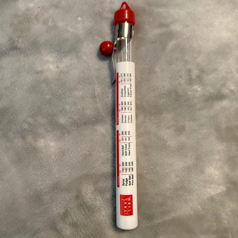 GoodCook Candy & Deep Fry Thermometer Red Clip Syrup Sugar Oil Temp Gauge Baking